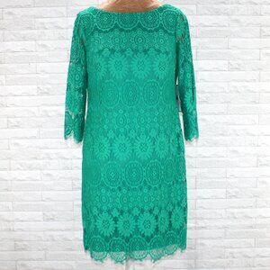 JESSICA HOWARD Dress Floral Lace Overlay Cocktail Party Green 10 Petite